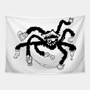 Pirate Spider: Retro Cartoon Illustration Tapestry