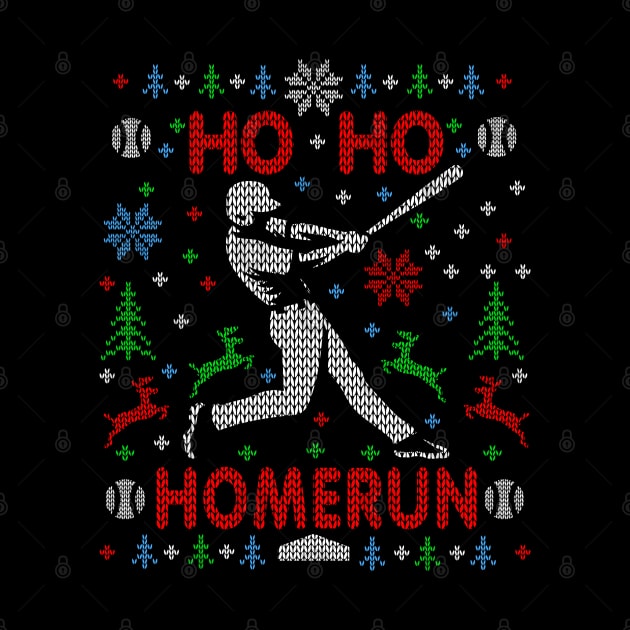 HO HO HOMERUN BASEBALL UGLY CHRISTMAS SWEATER PARTY by TeeCreations