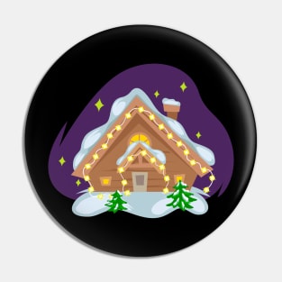 House with Christmas lights Pin