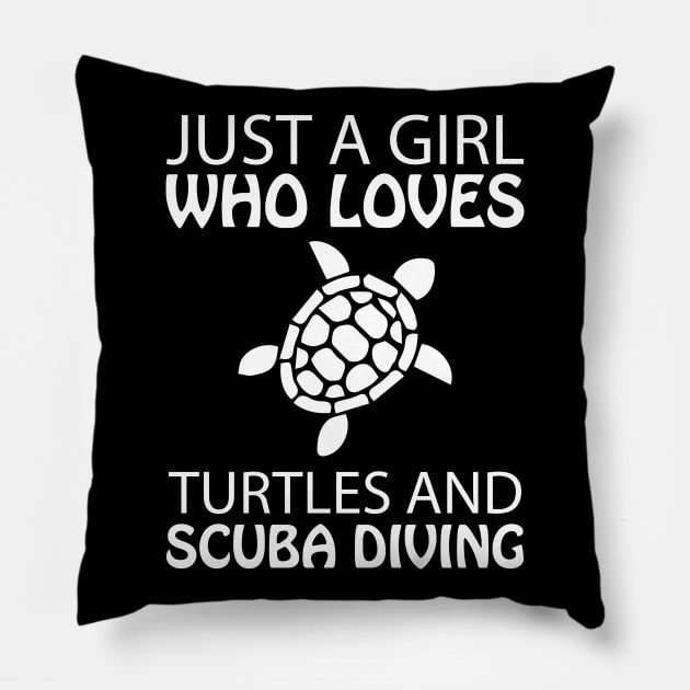 Girl Turtle scuba diving Pillow by Imutobi