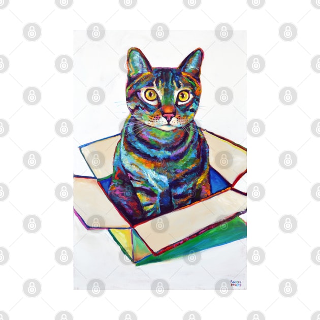 Cute CAT IN A BOX by RobertPhelpsArt