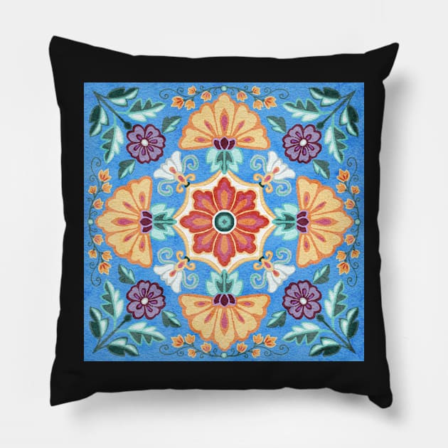 Garden Mandala - summer Pillow by AprilAppleArt