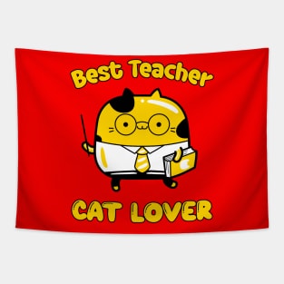 Best teacher and cat lover, funny cartoon cat Tapestry