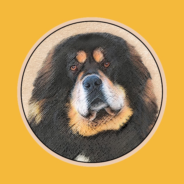 Tibetan Mastiff Painting - Cute Original Dog Art by Alpen Designs