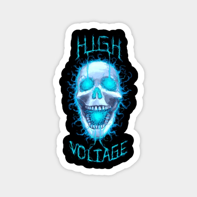 High Voltage Skull Magnet by Wild Joker Designs