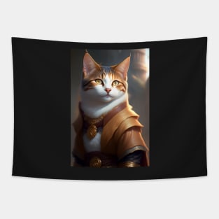 Cat in Armor - Modern Digital Art Tapestry