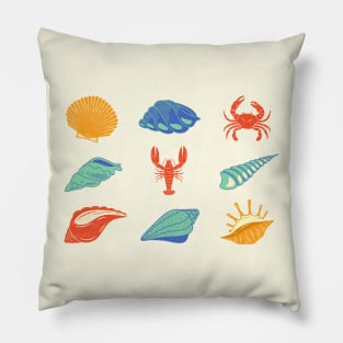 Marine Life Staples Collection: Seashells, Crustaceans, and more crustaceancore! Pillow