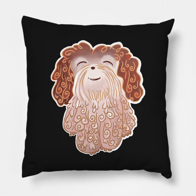 Shaggy Fluffy Shih Tzu Pillow by SubtleSplit