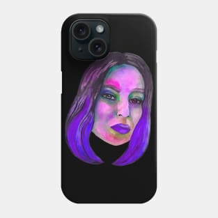 Violet watercolor girl portrait Phone Case