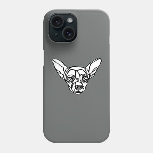 Small Dog, Lineart Black and White, Outline Chihuahua, Little Dog Phone Case