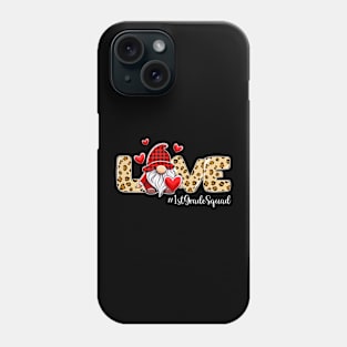 Love 1st Grade Squad Gnome Valentine Gnome Teacher Leopard Phone Case