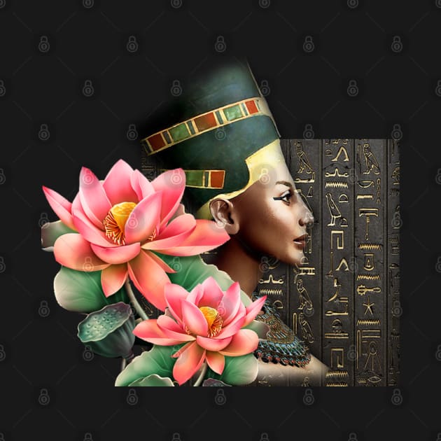 Queen Nefertiti With Pink Lotus by ERArts