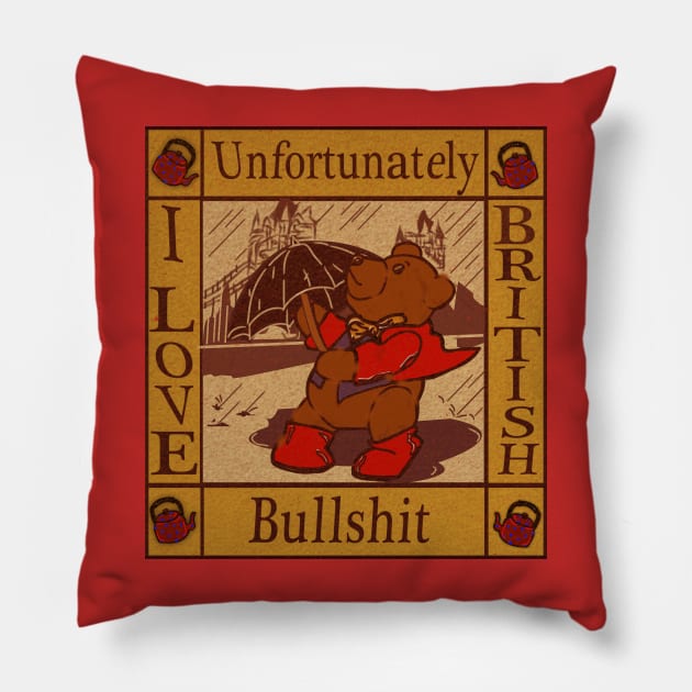 Vintage London Souvenir Unfortunately, I <3 British Bullsh*t Pillow by Scary Stories from Camp Roanoke