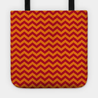 Red and Orange Chevron Zigzag Pattern Tote