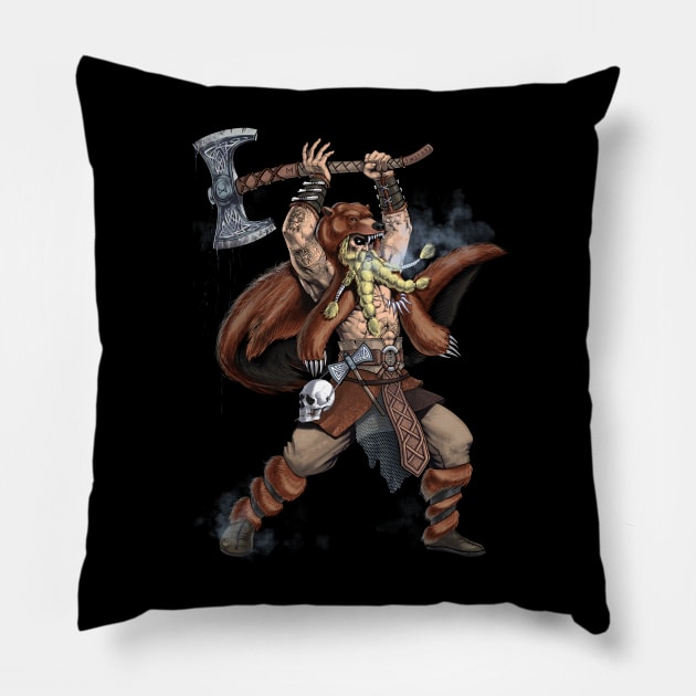 Norse Viking Warrior Pillow by underheaven
