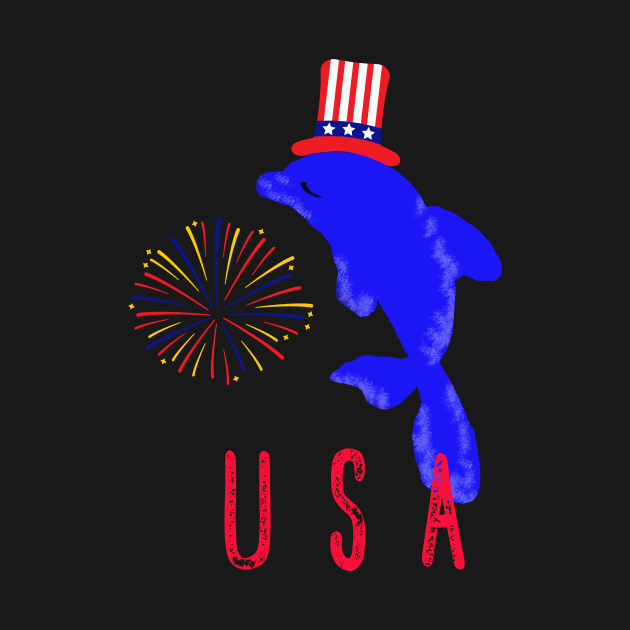 USA whale and firework for 4th of July shirt by Pattycool