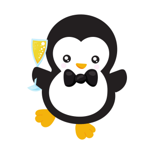 New Year Penguin, Penguin With Champagne, Party T-Shirt