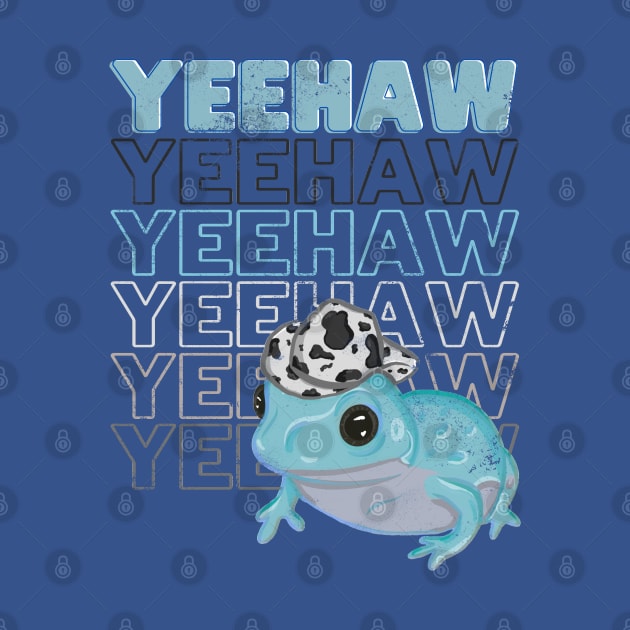 Yeehaw Blue Frog Wearing Cowboy Hat by RoserinArt