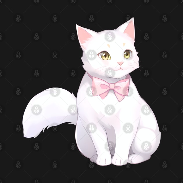 White Kitty with a Pink Bow by SDAIUser