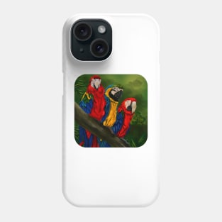 The Three Amigos Macaw Painting Phone Case