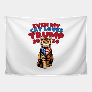 Even-My-Cat-Loves-Trump-2024 Tapestry