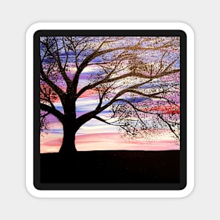 Sunset tree silhouette 1 Magnet