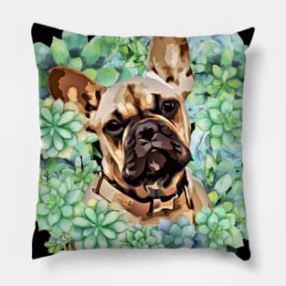 Succulents and French bulldog Pillow