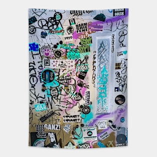 Street Sticker Design Tags Graffiti NYC Tapestry