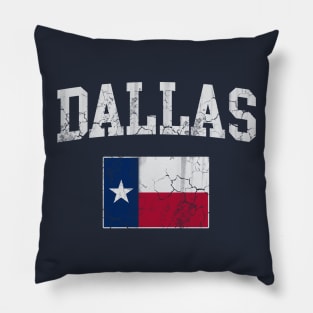 Dallas Texas Flag Vintage Fade Pillow