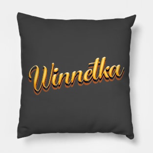 Winnetka Illinois Orange Retro Style Pillow