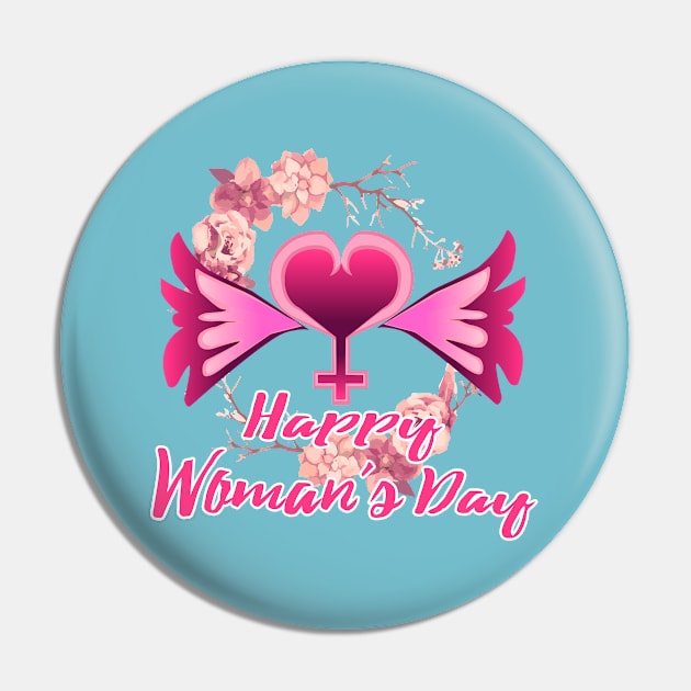 Floral Heart Happy Woman´s Day Pin by dnlribeiro88