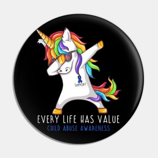 Every Life Has Value Child Abuse Awareness Pin