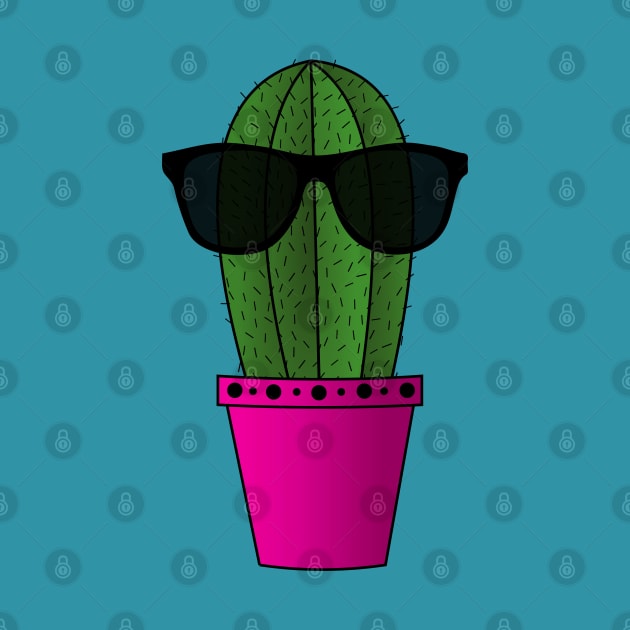 Cool Potted Cactus on Blue by SandraKC