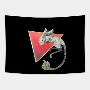 Cute Gerboa on a Red Triangle Tapestry