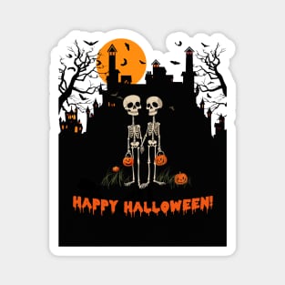 Happy Halloween Skeleton Couple Magnet