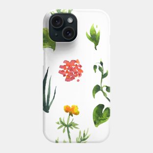 Seamless plants pattern. Floral decorative illustration. Phone Case