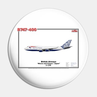 Boeing B747-400 - British Airways "Waves and Cranes / Japan" (Art Print) Pin