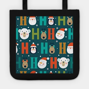 Ho Ho Ho, Christmas, Santa, Reindeer, Polar Bear, Snow Tote