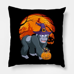 Gorilla pumpkin witch Pillow