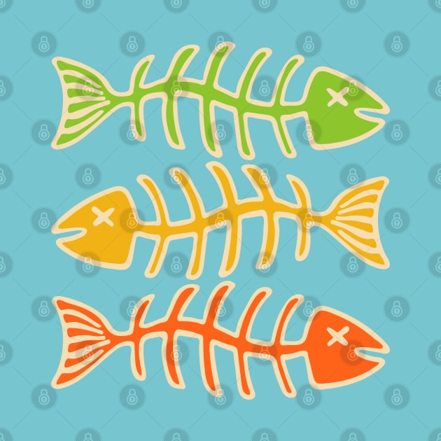 FISH BONES Eaten Food and Fishing in Yellow Orange and Green - UnBlink Studio by Jackie Tahara by UnBlink Studio by Jackie Tahara