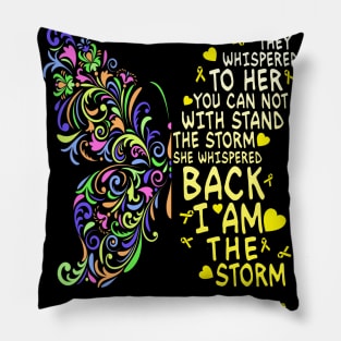 childhood cancer butterfly i am the storm Pillow