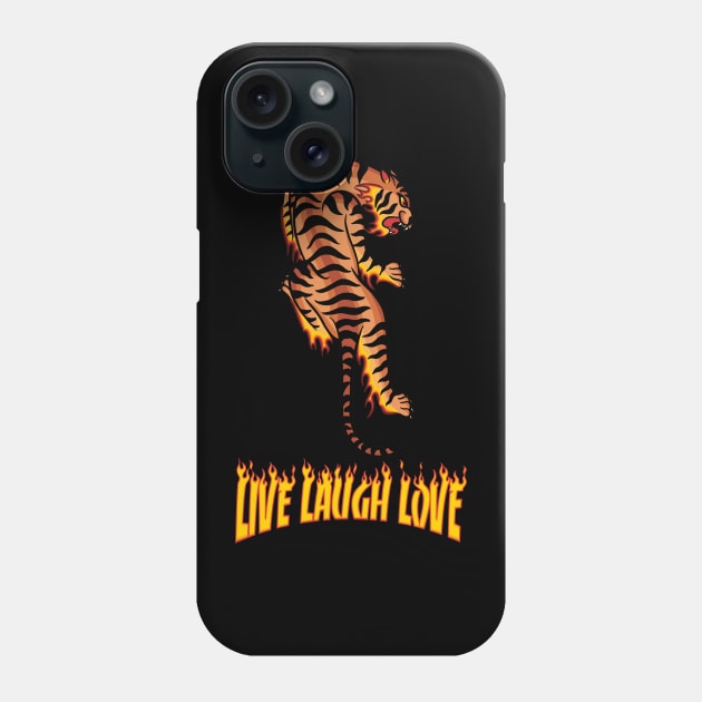 Live Laugh Love Tiger Phone Case by Lukeh Designs