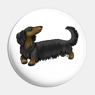 Dog - Long Haired Dachshund - Black and Tan Pin