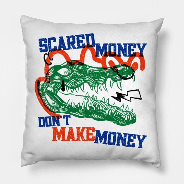 Scared Money Don't Make Money // Florida Blue & Orange Pillow by SLAG_Creative