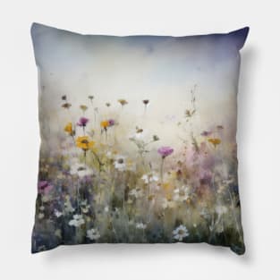 Watercolour Flower Field Pillow