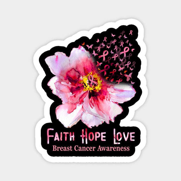 Faith Hope Love Breast Cancer Ribbon Flower Daisy Shirt Magnet by crosszcp2