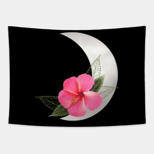 Halfmoon with Hibiskus Flower - tropical Flower Tapestry