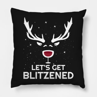 Let's Get Blitzened Shirt Funny Christmas Wine Drinking Joke Pillow