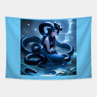 Fantasy girl with the black snake Tapestry