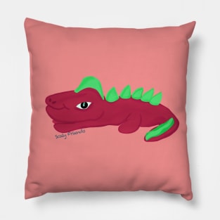 Rod the Red Dino- The Scaly Friend's Collection Artwort By TheBlinkinBean Pillow